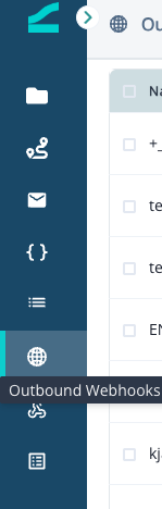 Outbound Webhooks entry in the left sidebar
