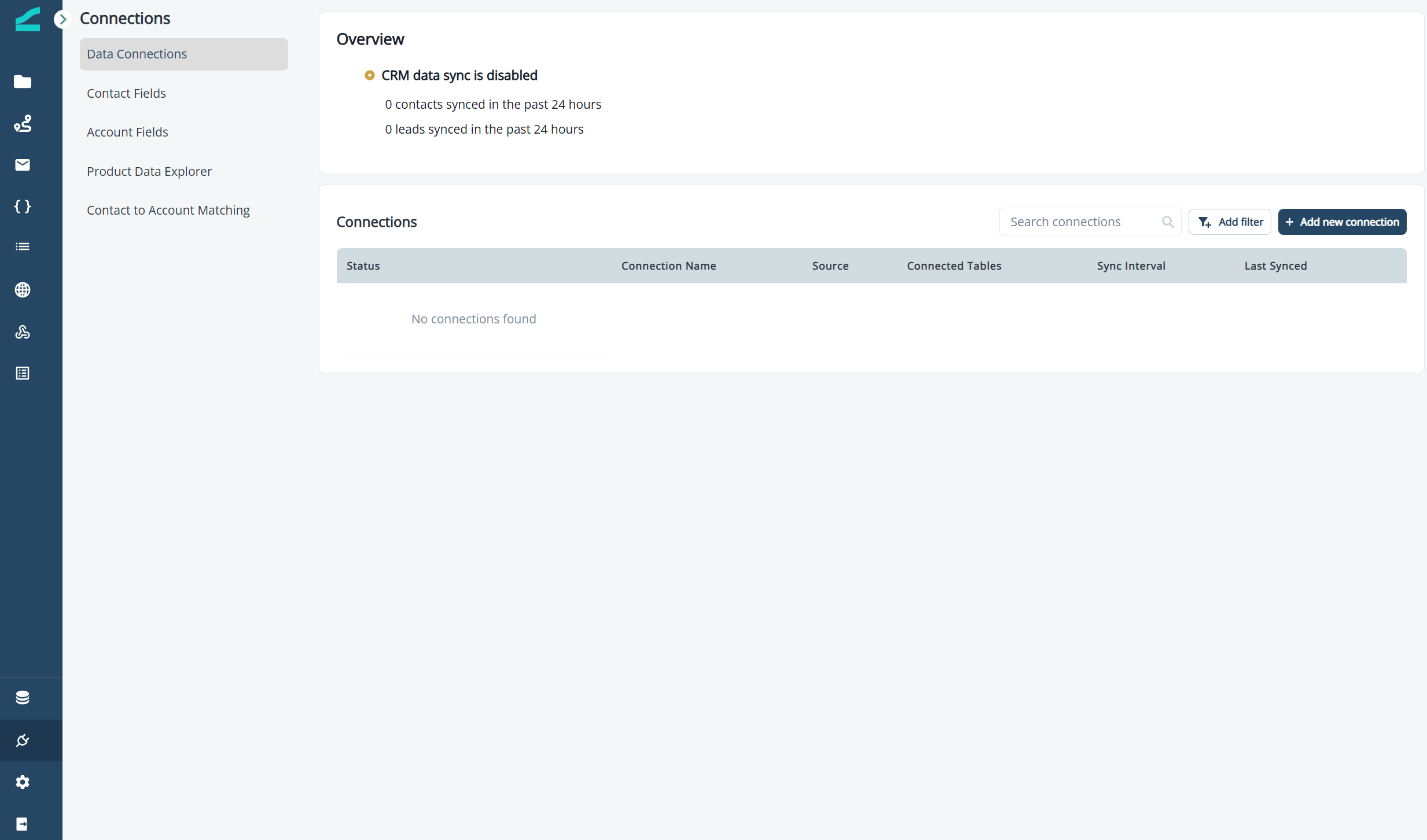 Connections page in Inflection with the Add new connection button