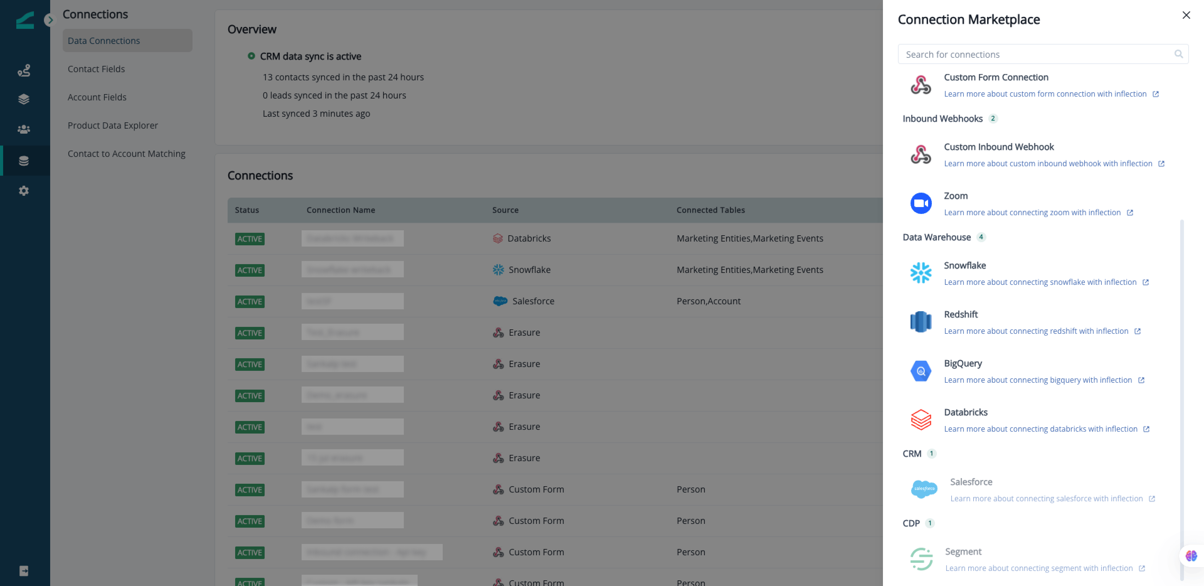 Add new connection button on the Data Connections page