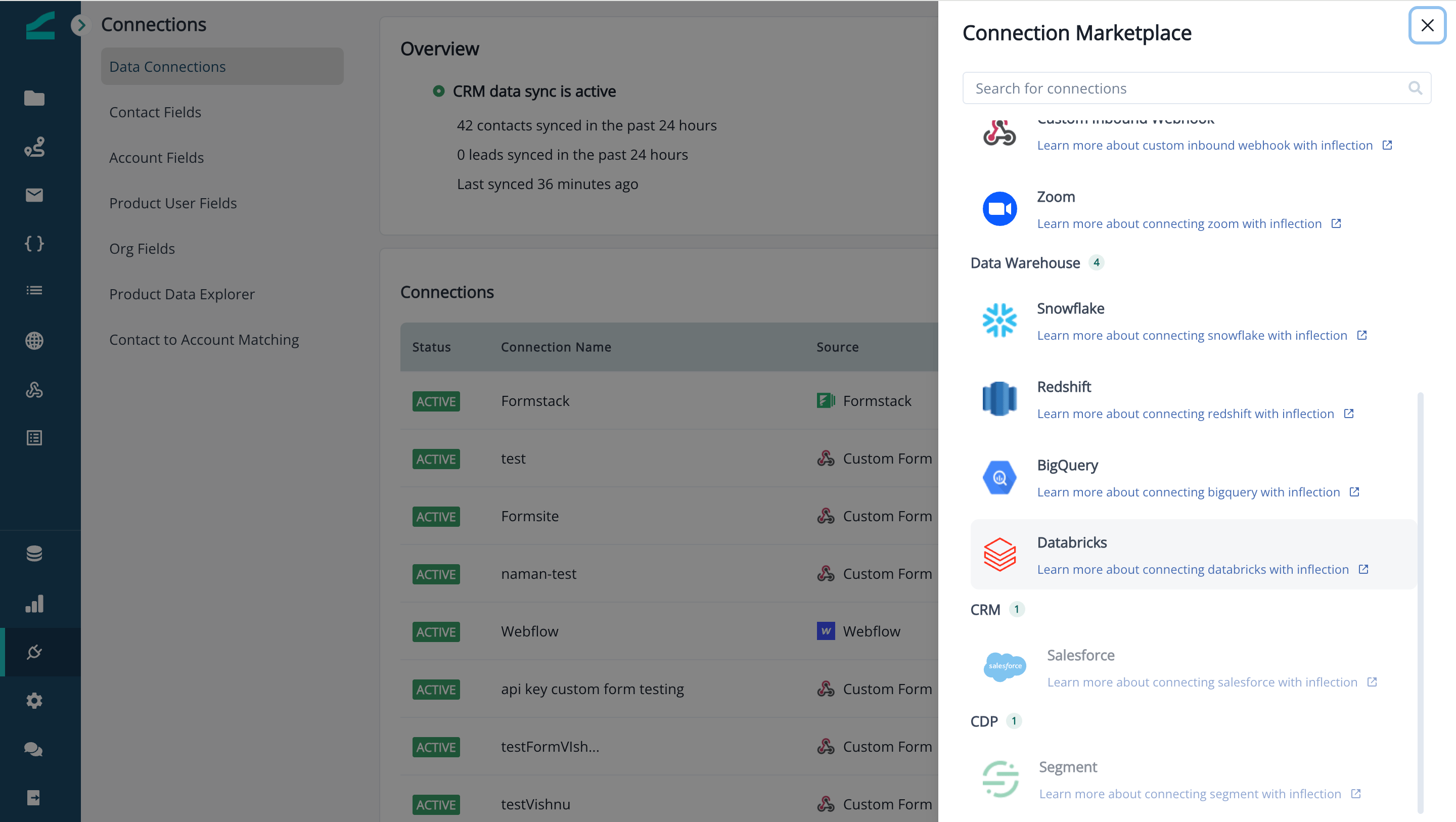 Databricks tile under Data Warehouse in the Connection Marketplace
