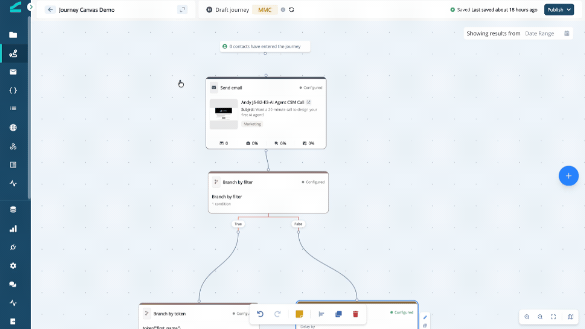 Selecting multiple steps and moving them together on the canvas