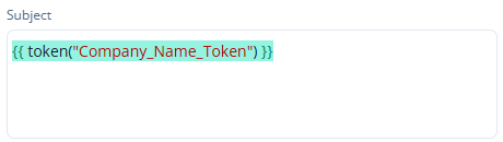 Token displayed in the email subject line