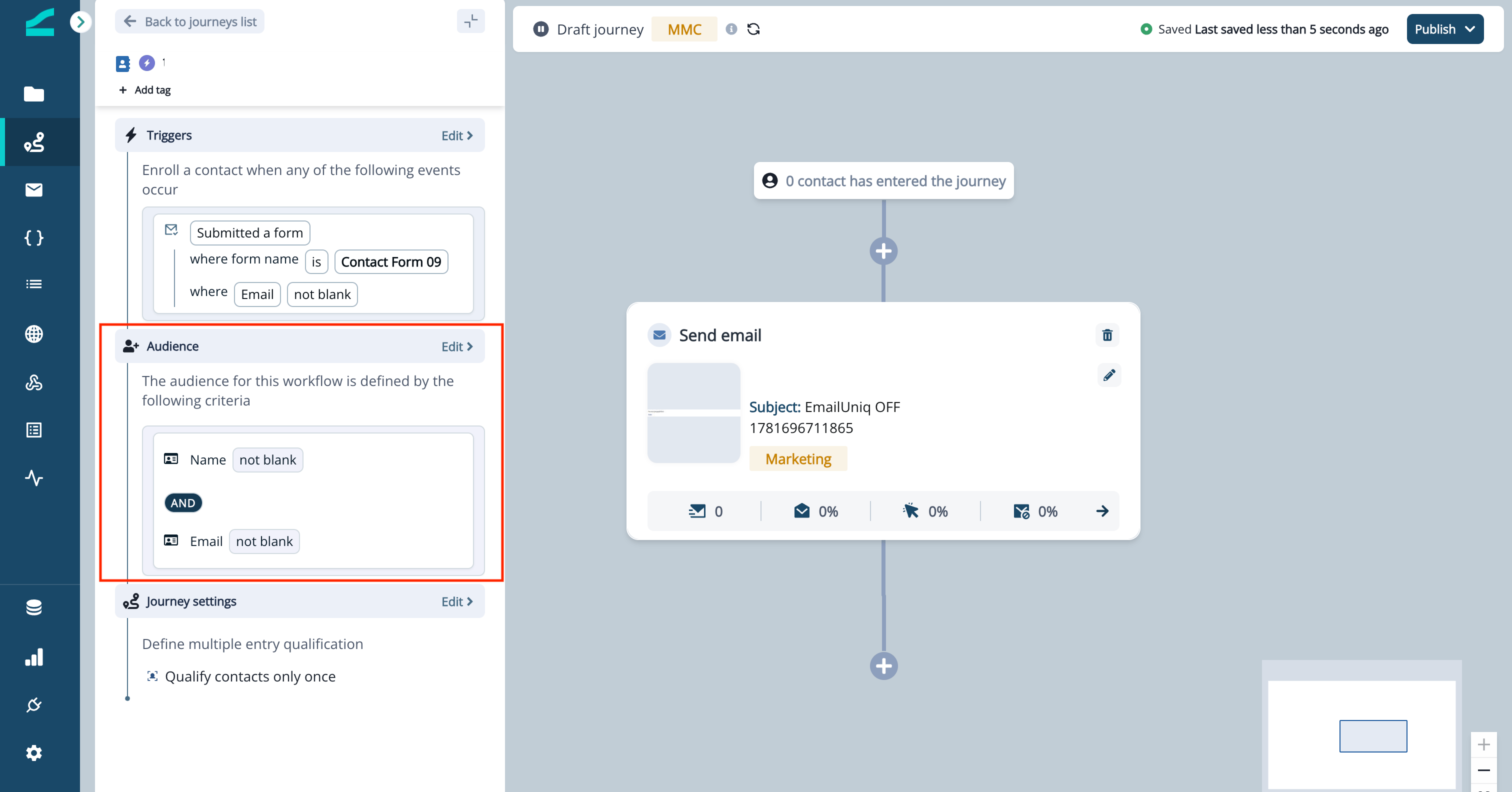 Audience section with person property filters combined using AND/OR logic