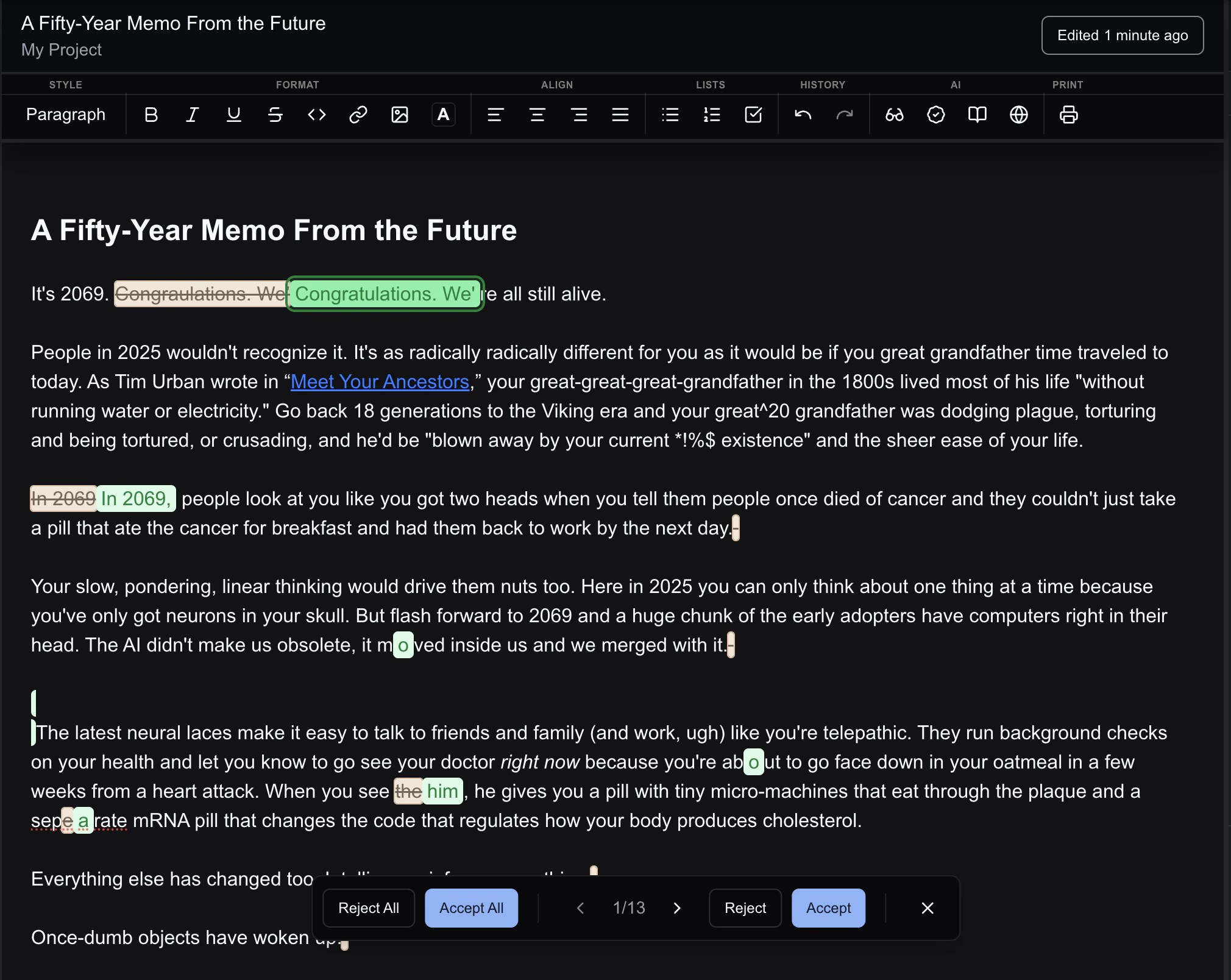 Proofreading Changes