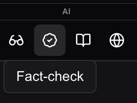 Fact Check button in toolbar