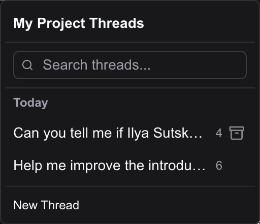 Threads dropdown