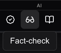 Fact Check button in toolbar