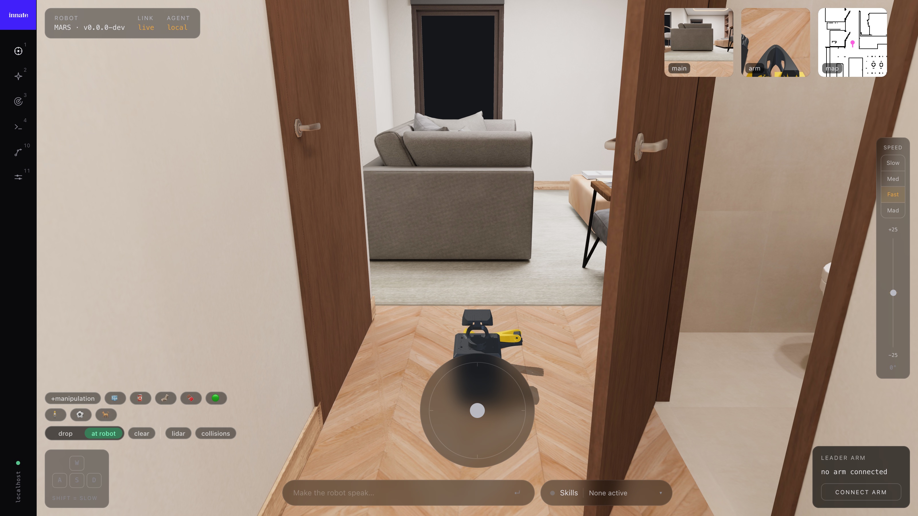 The web app running against the simulator