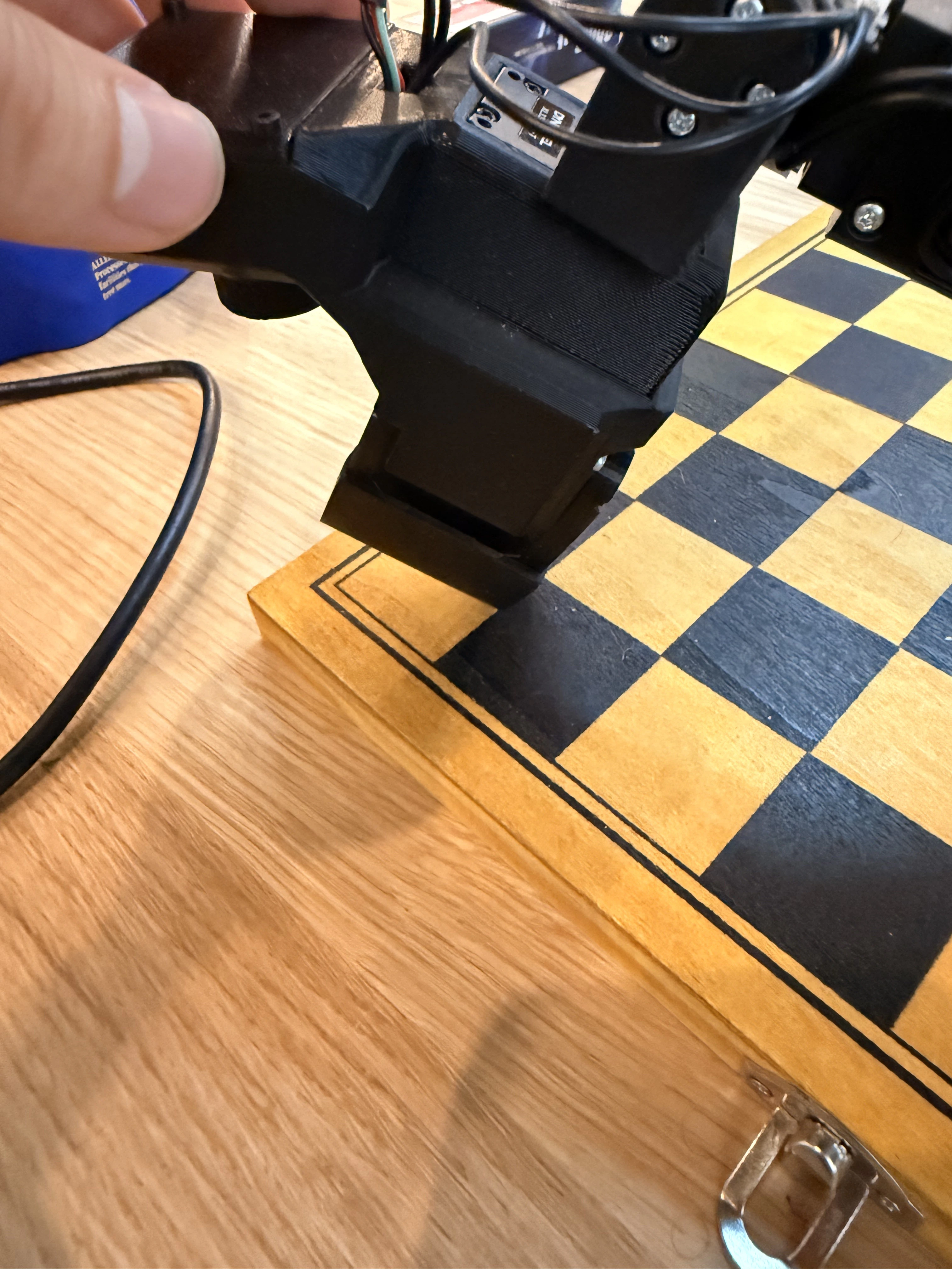 End effector centered over A8 square for calibration