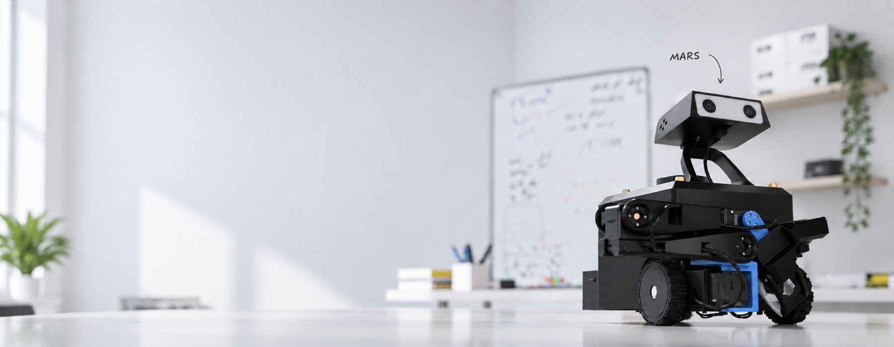 A MARS robot on a table in a bright office