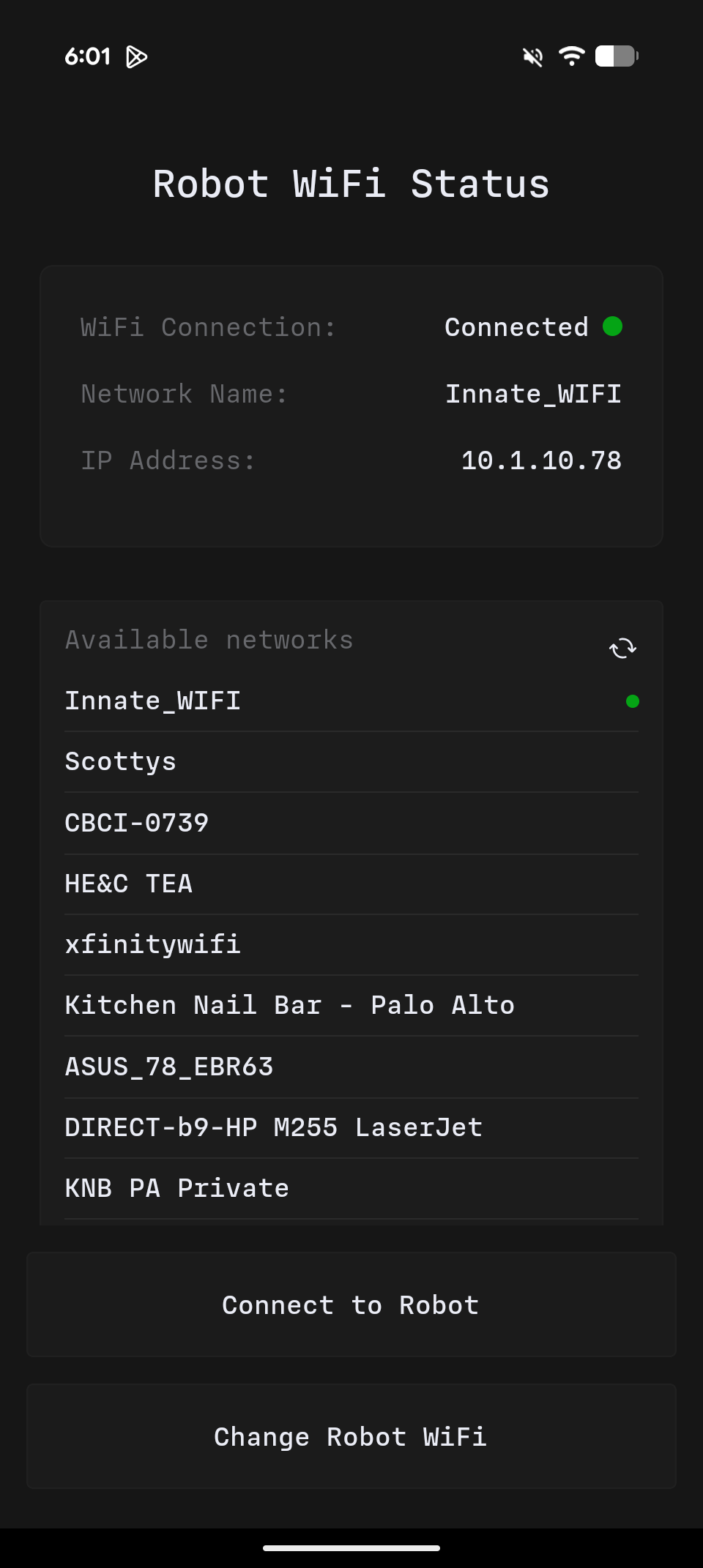 Change Robot Wi-Fi step