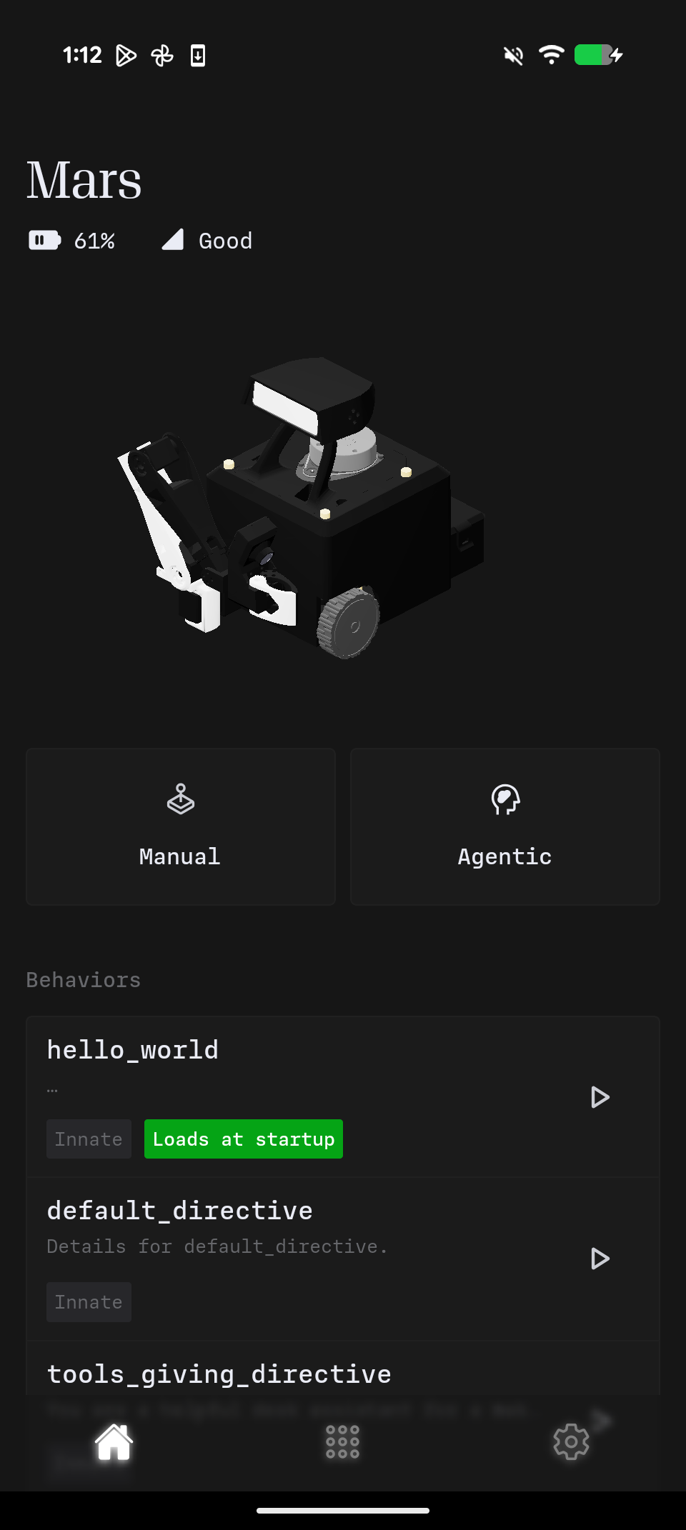Starting an agent from the app