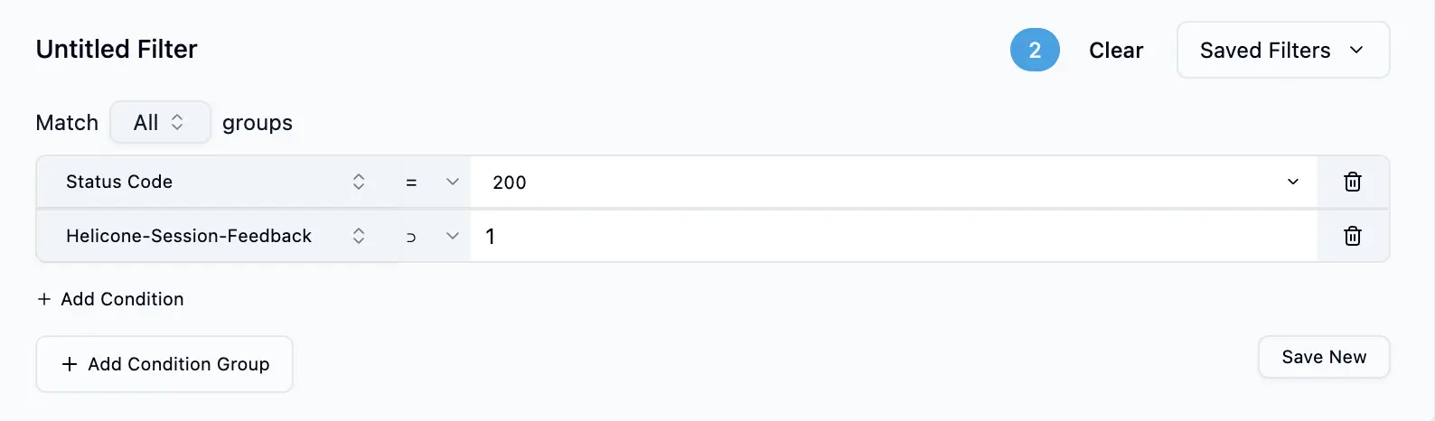Filtering requests with custom properties and search criteria
