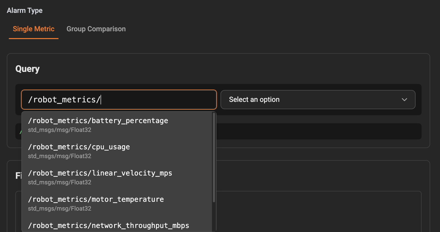 Query builder placeholder