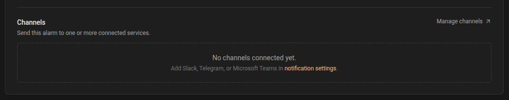 No channels configured