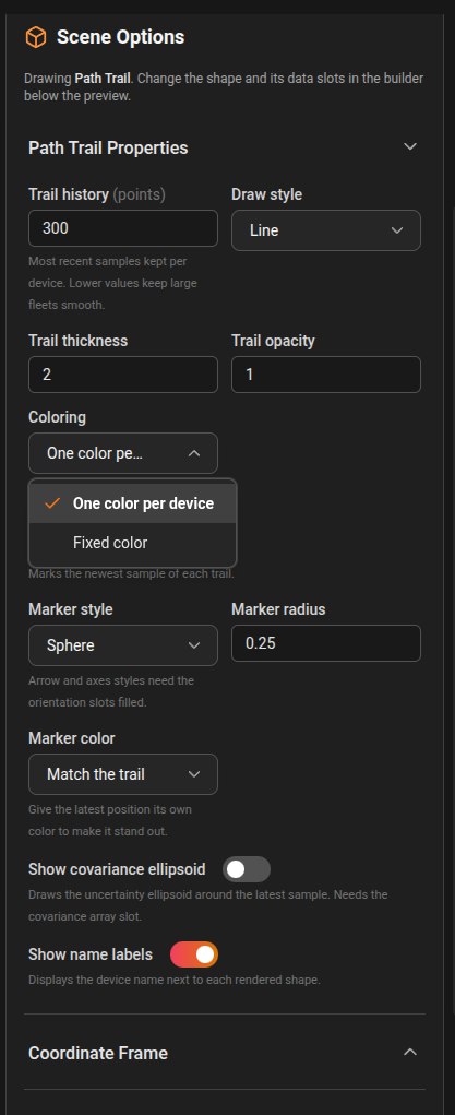 3D scene options screenshot