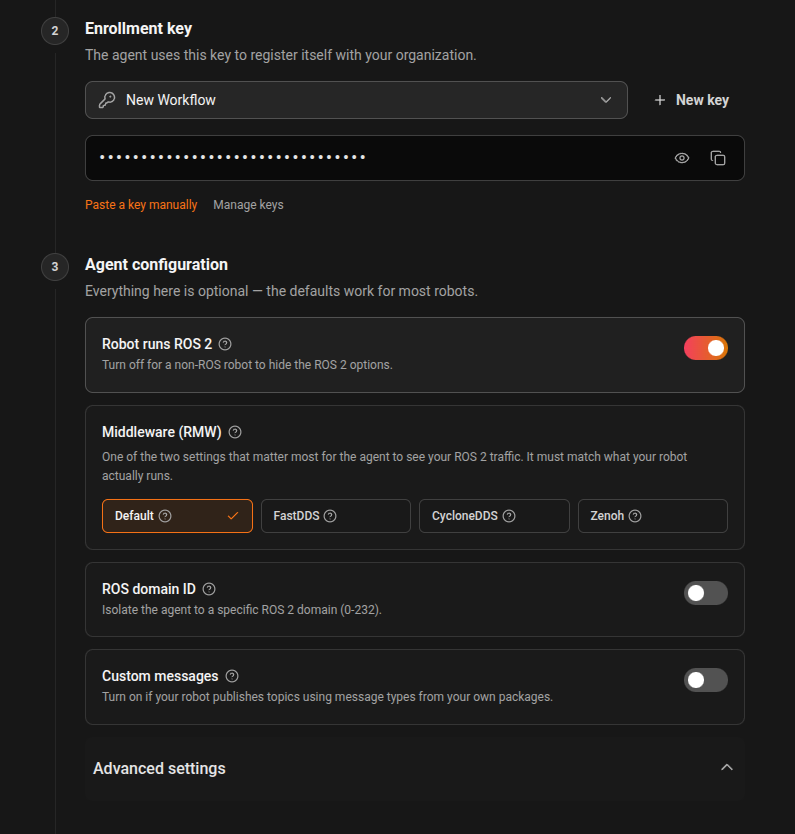 Add device - agent configuration