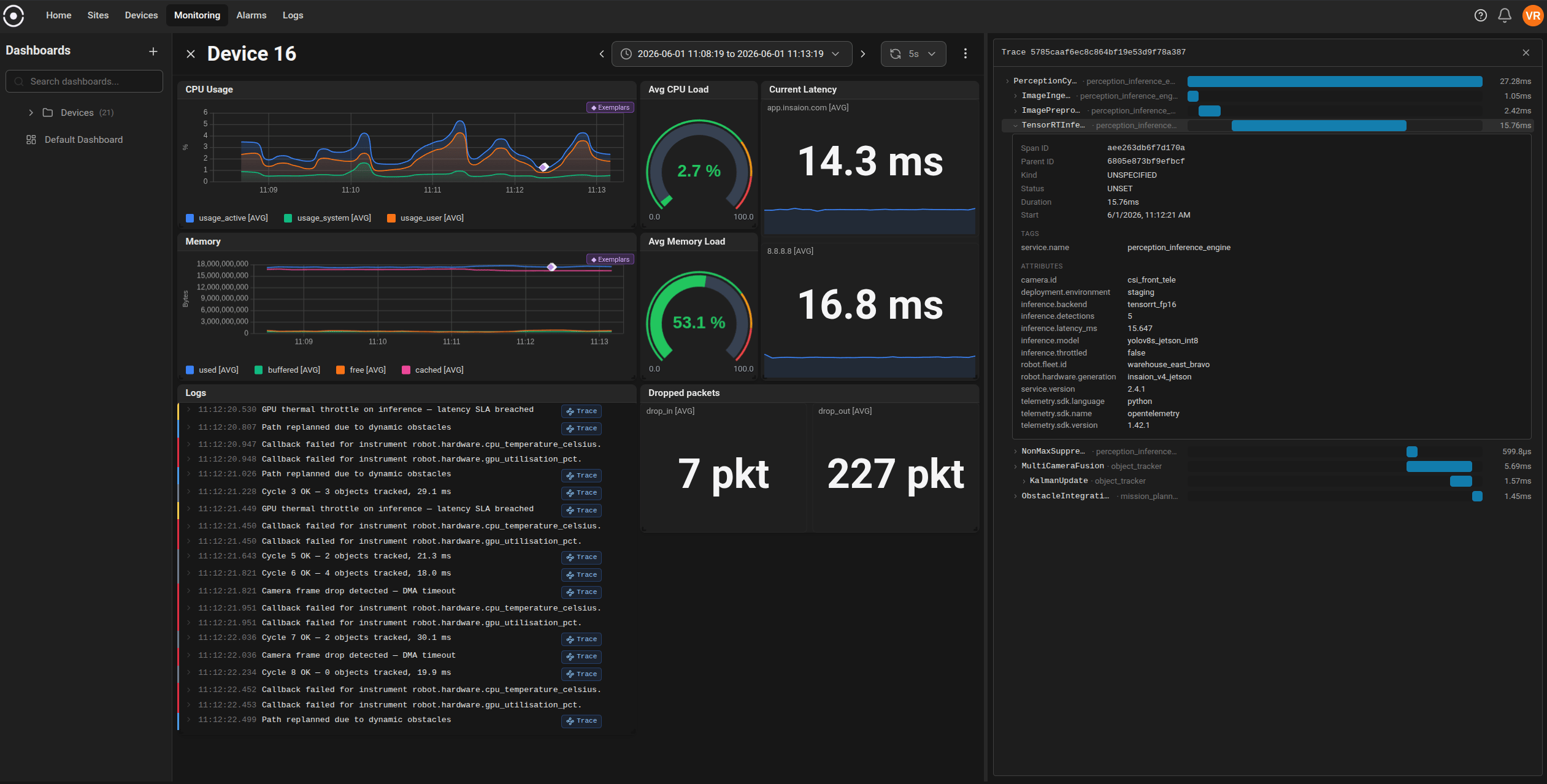 Trace drawer screenshot