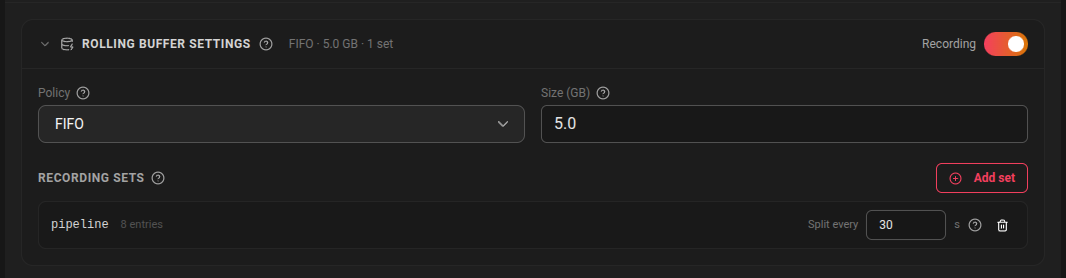 Rolling buffer settings