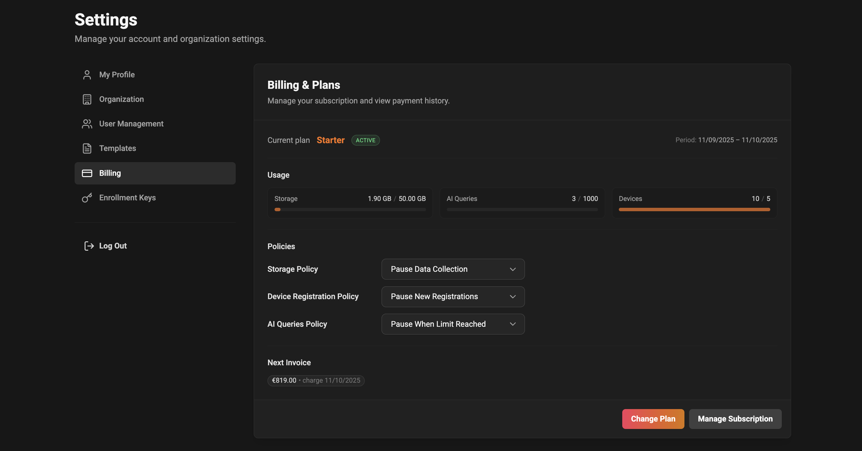 Billing & Plans overview