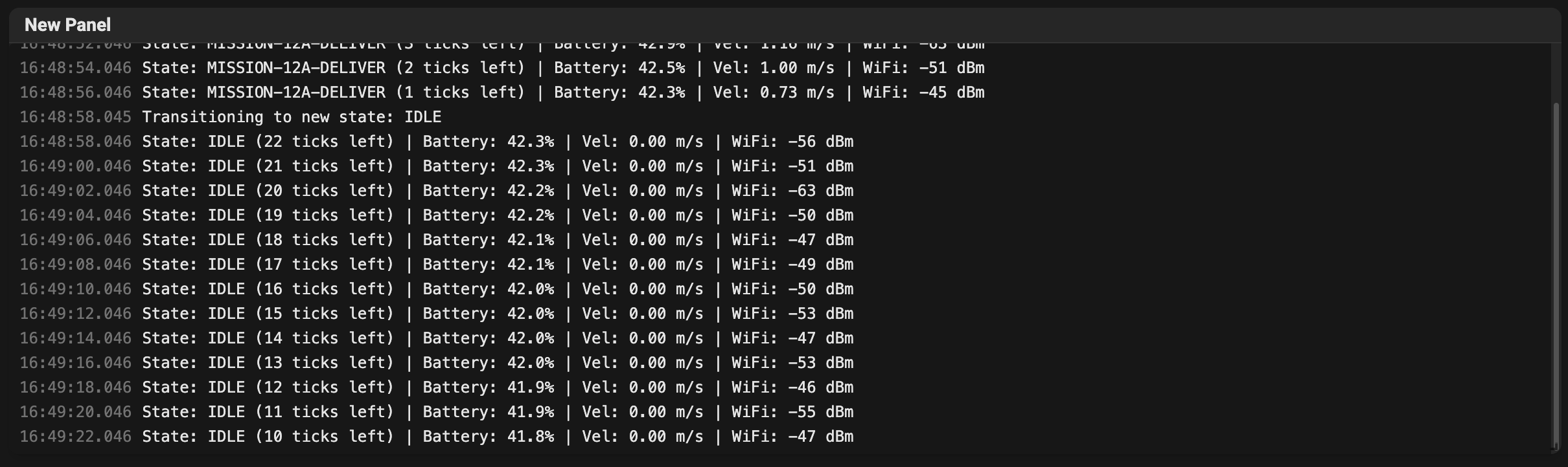 Logs panel screenshot