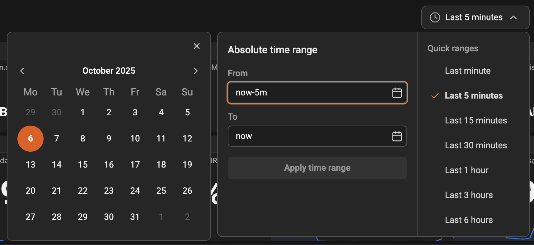Time range selector placeholder