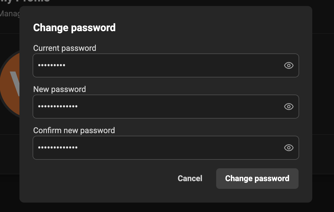 Change password placeholder