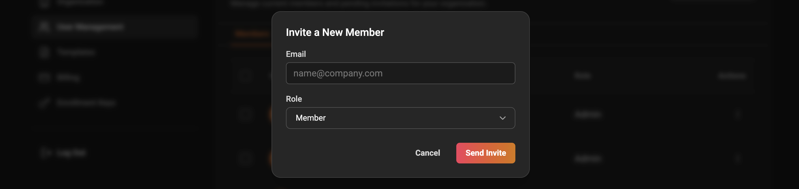 Invite modal screenshot