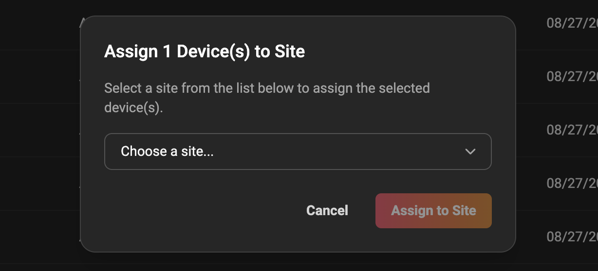 Device details - change site