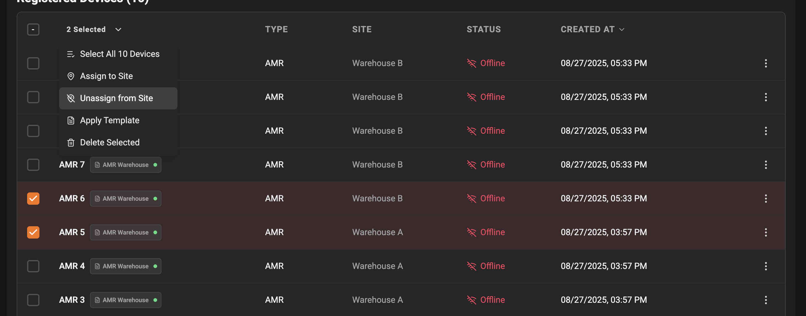 Bulk unassign confirmation