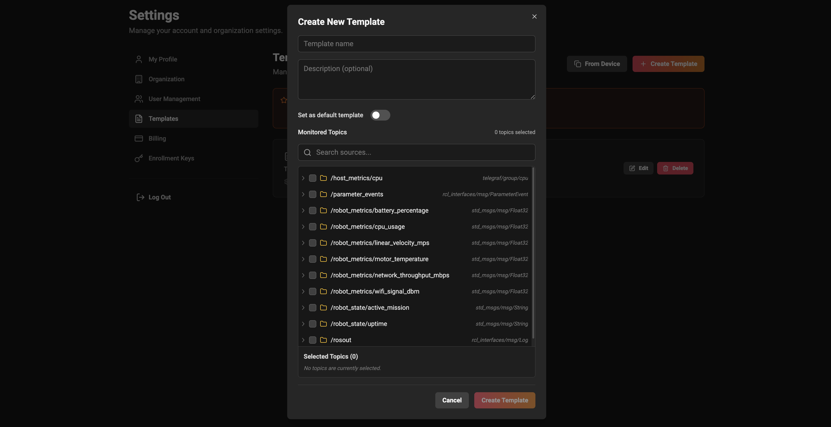 Create template screenshot