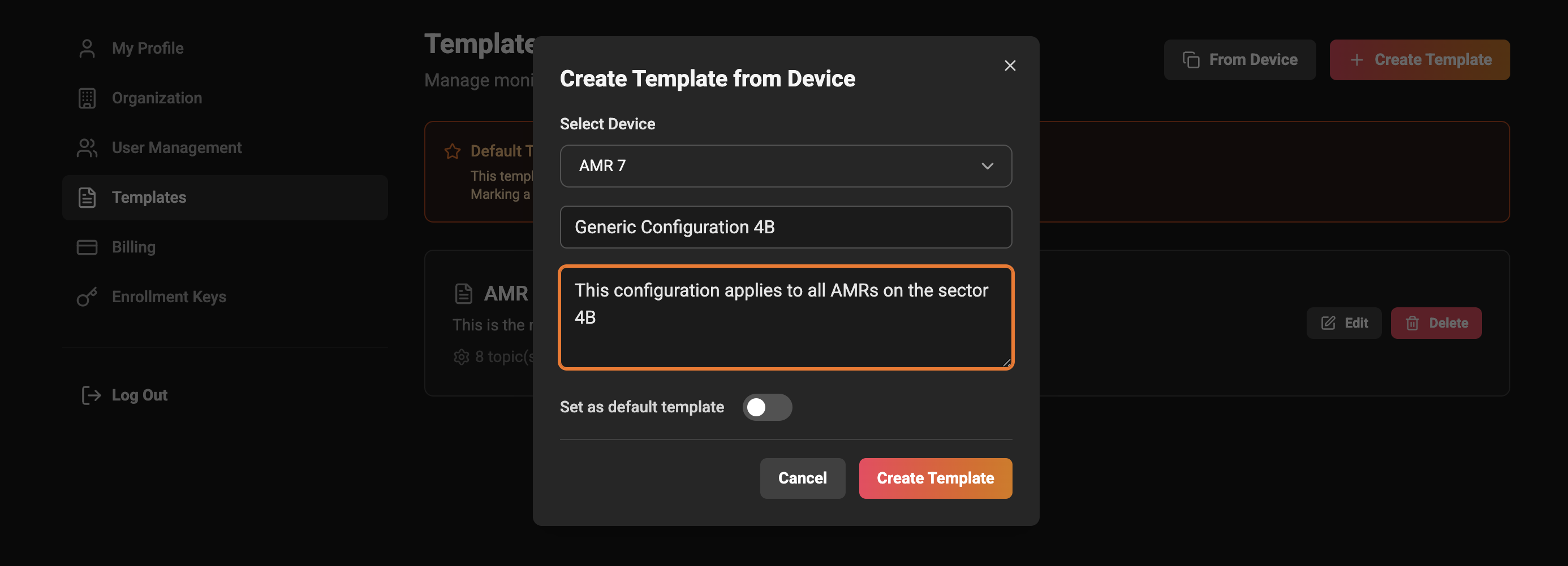 Create from device screenshot
