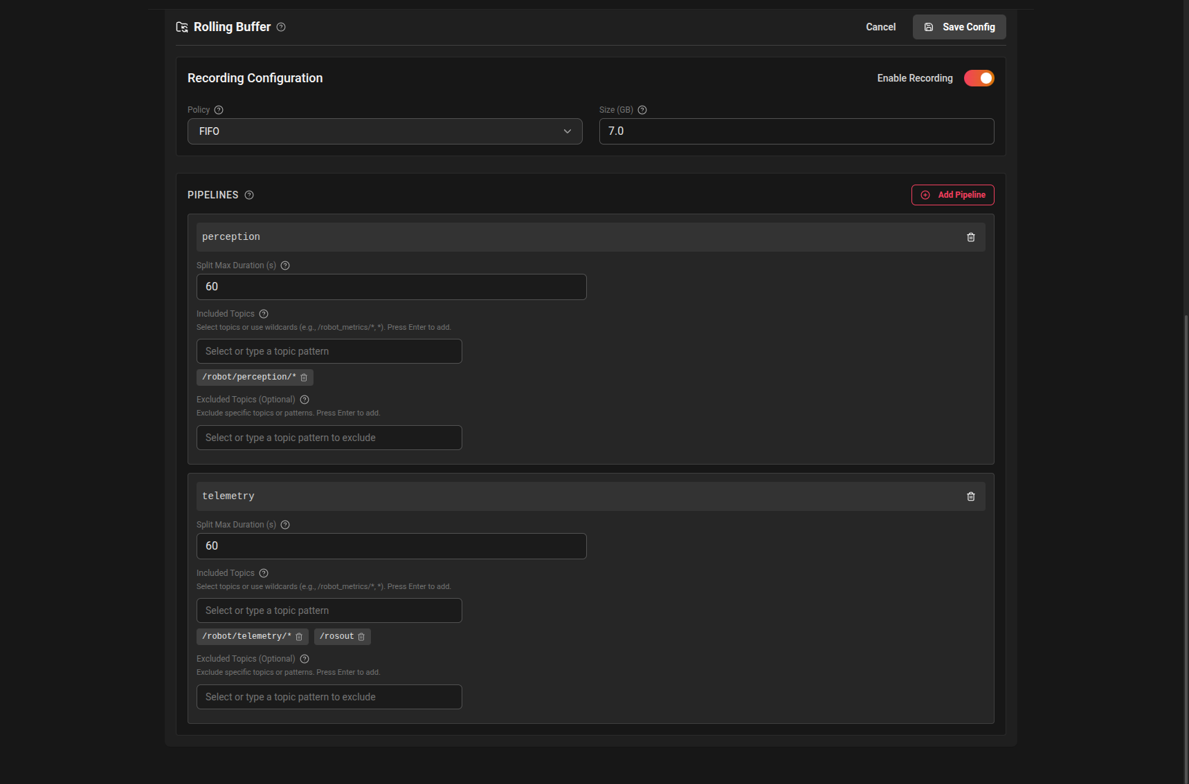 Device Rolling Buffer