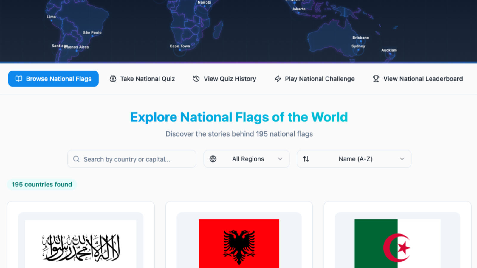 National Flags Leaderboard showcase