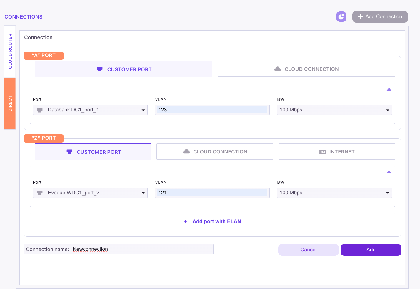 Configure A-Side Port