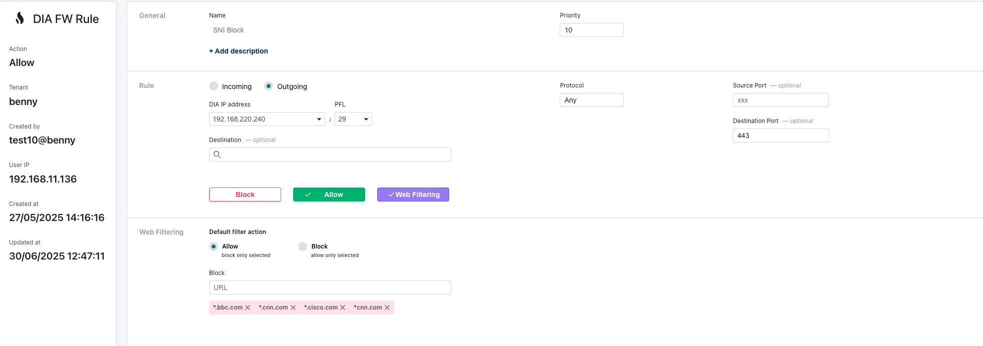 Firewall Rule Configuration