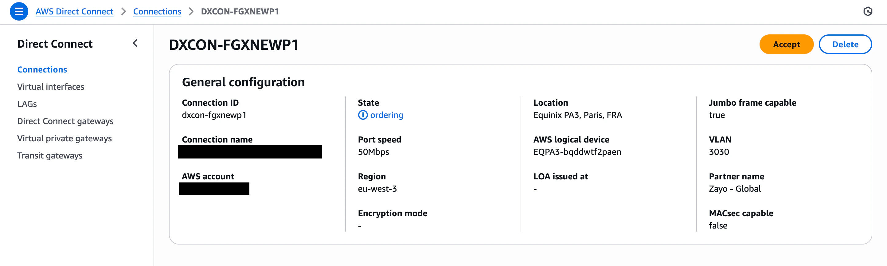 Screenshot of the Accept action