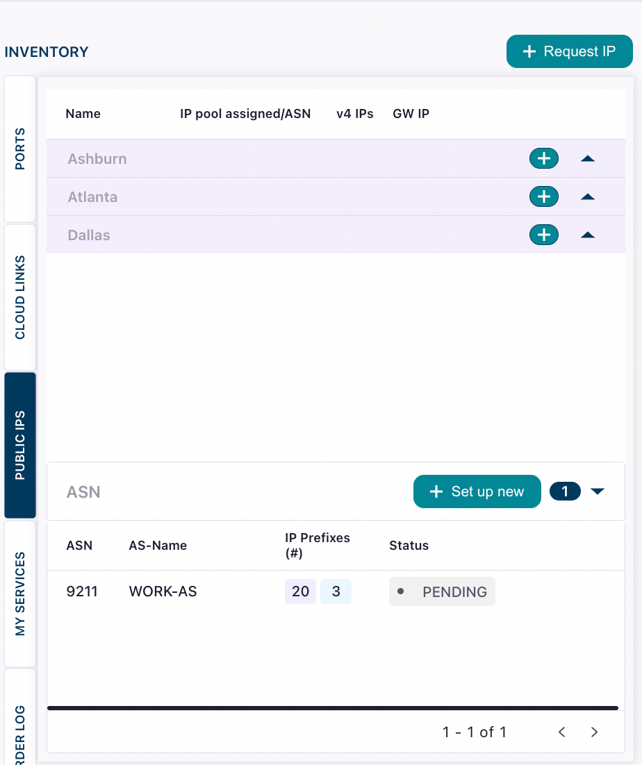 Screenshot of ASN section