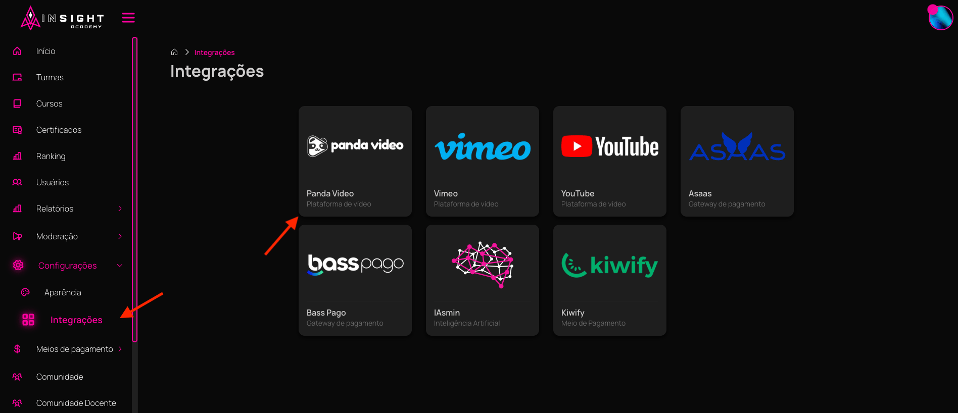Integrações Panda Vídeo