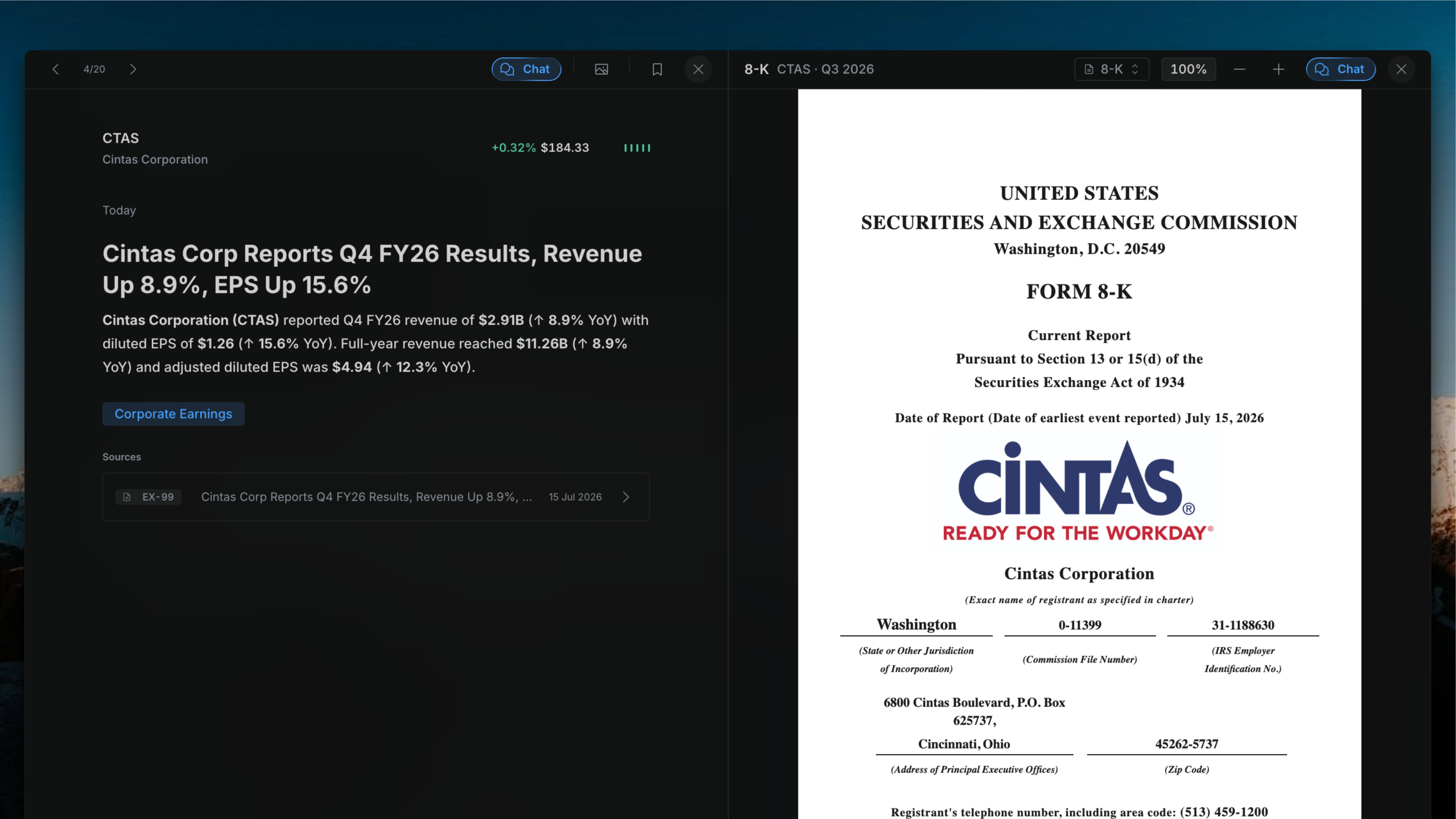 Insighthread document viewer panel