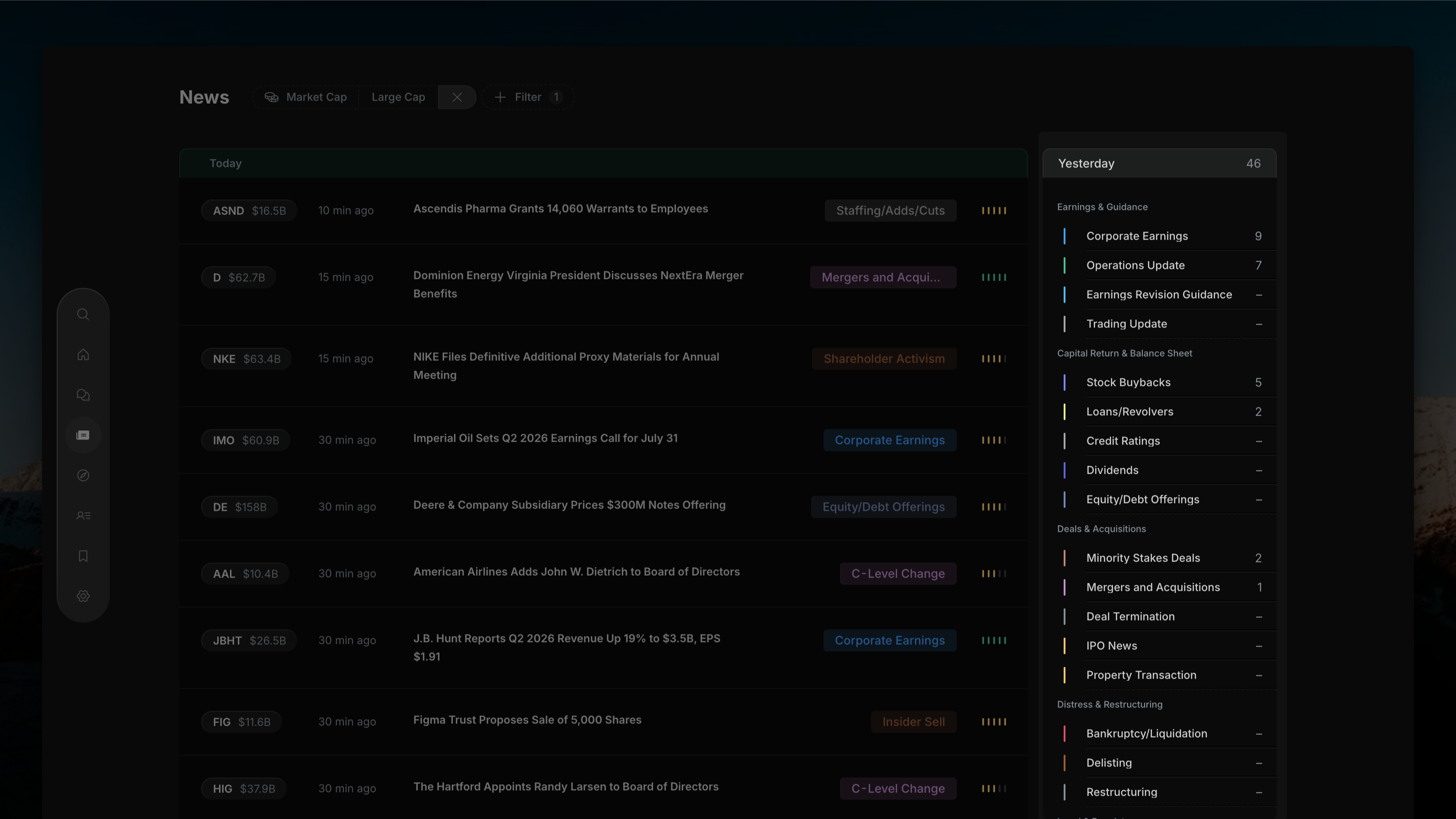 Insighthread category filter panel