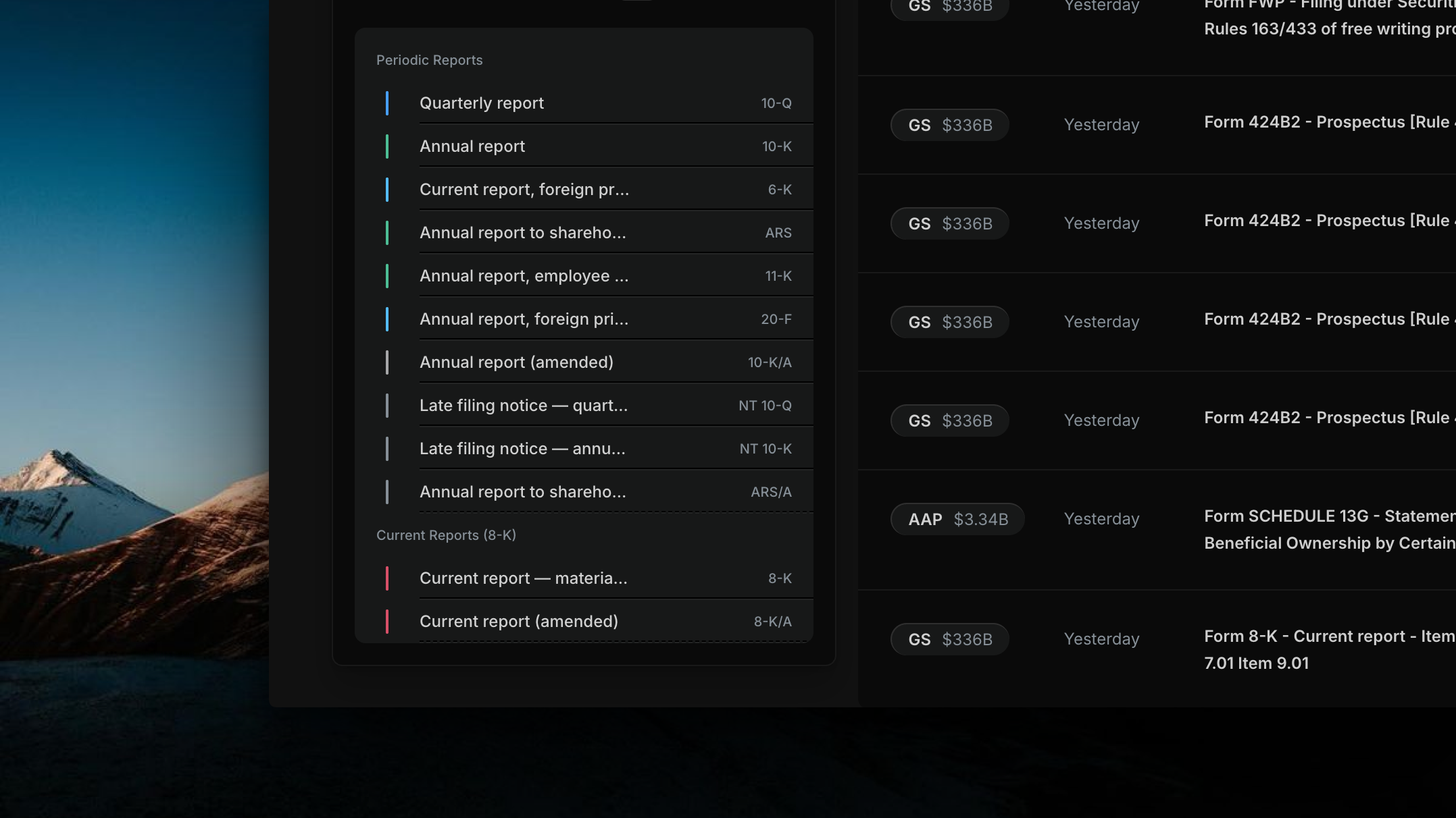 Insighthread filing type list