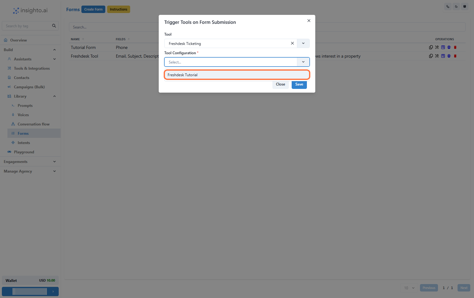 Select Tool Type and Configuration
