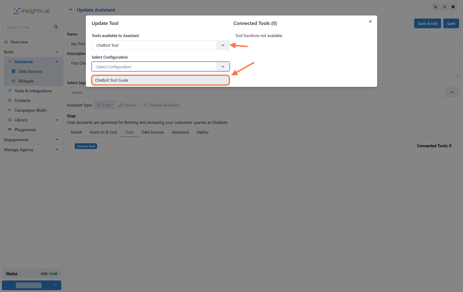 Select Tool Type and Configuration from the Dropdown