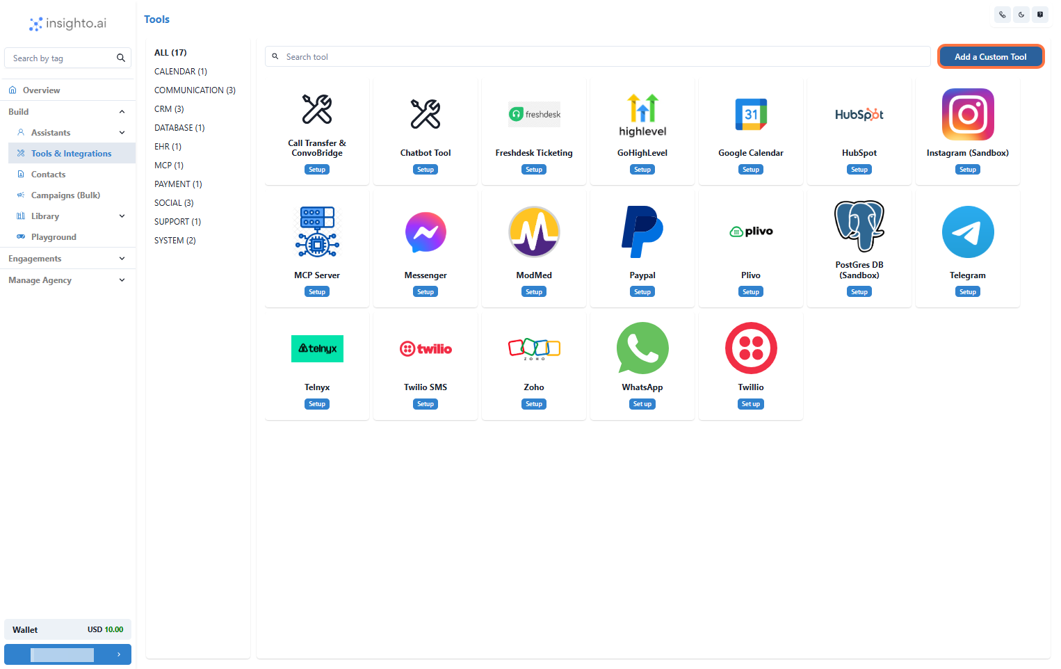 Click Add Custom Tool