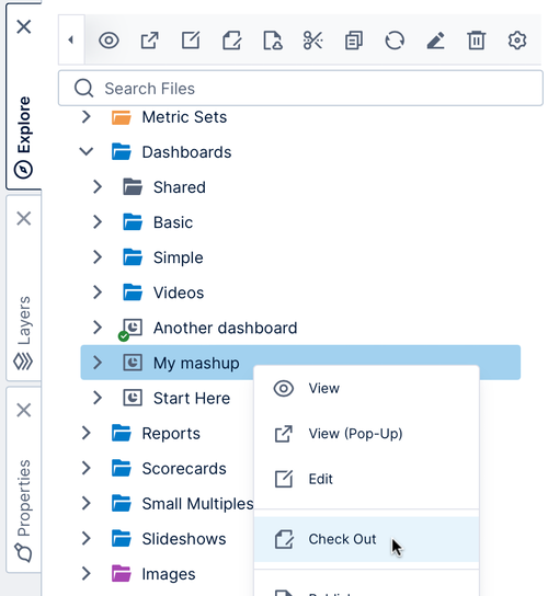 Check out a dashboard for editing Check out a dashboard for editing
