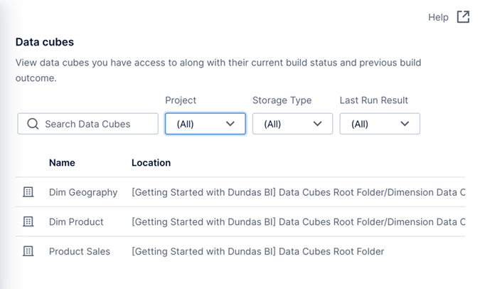 View data cube build status View data cube build status