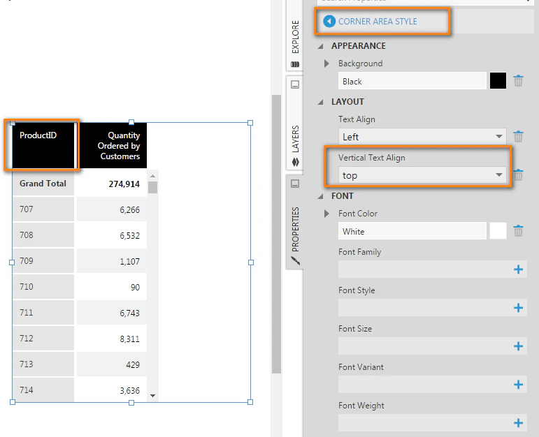 Set Vertical Text Align property to Top