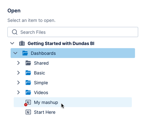 A dashboard already checked out to another user