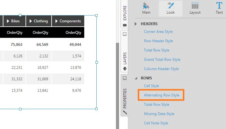 Click the Alternating Row Style